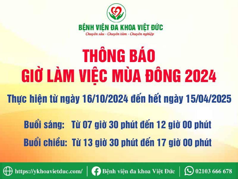  THÔNG BÁO GIỜ LÀM VIỆC MÙA ĐÔNG NĂM 2024