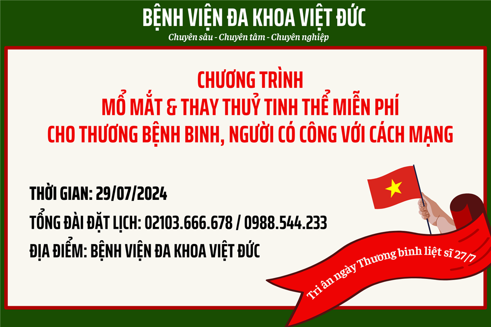 Chương Trình Mổ Mắt & Thay Thuỷ Tinh Thể Miễn Phí Cho Thương Bệnh Binh, Người Có Công Với Cách Mạng Ngày 29/07/2024